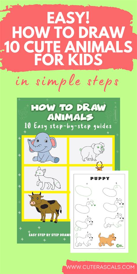 easy   draw  cute animals  kids  simple steps