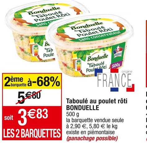 Promo Bonduelle taboulé au poulet rôti chez Cora