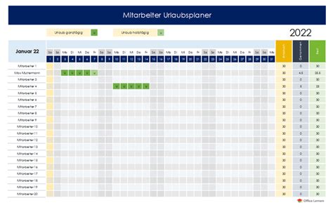 Excel Urlaubsplaner Blau Mit Resturlaub Und Feiertagen Office