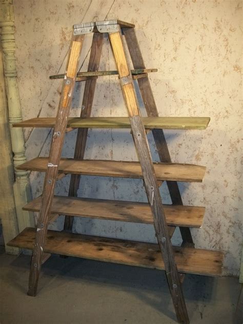 Colors Rustic Antique Double Step Ladder Shelf Vintage