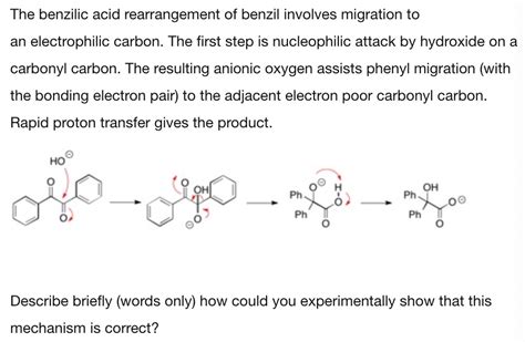 Solved The Benzilic Acid Rearrangement Of Benzil Involves