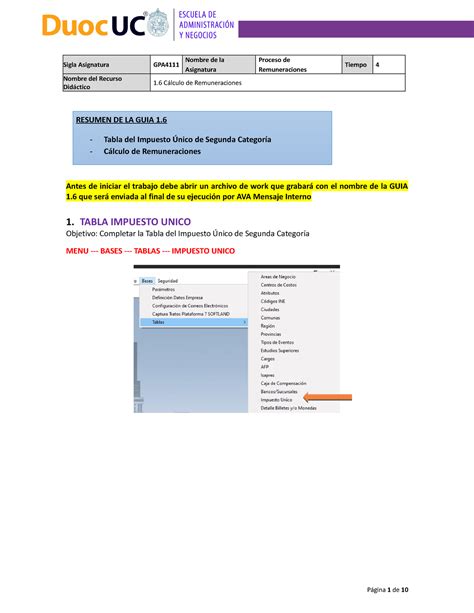 C Lculo De Remuneraciones Sigla Asignatura Gpa Nombre De La