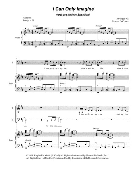 I Can Only Imagine Arr Stephen DeCesare By Mercy Me Sheet Music For