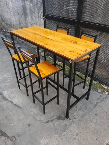 Barra Desayunador Estilo Industrial Hierro Y Madera En Venta En Lan S