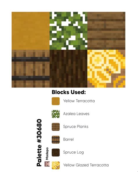 Cute Natural Yellow Minecraft Block Palette Minecraft Blocks Minecraft Houses Minecraft