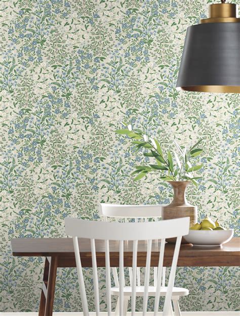 Wildwood Garden Beige & Green Wallpaper by York Wall | Decorilla
