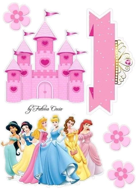 Toper para cupcakes diseño princesas Disney princess cake topper