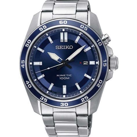 Seiko Men S Sport Blue Kinetic Bracelet Watch