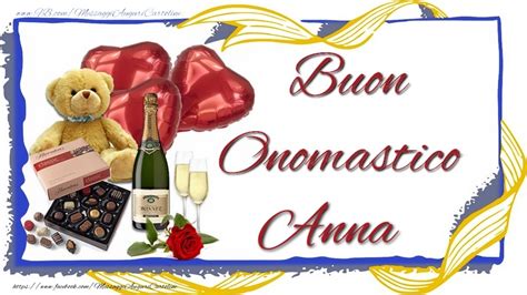 Buon Onomastico Anna Cartolina Con Orsacchiotto Sapmania Cuori E