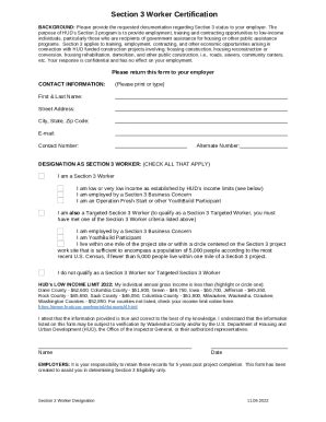 Section Worker Self Certification Doc Template Pdffiller