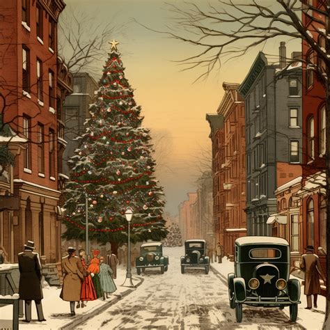 Vintage Christmas 1930s City Free Stock Photo Public Domain Pictures