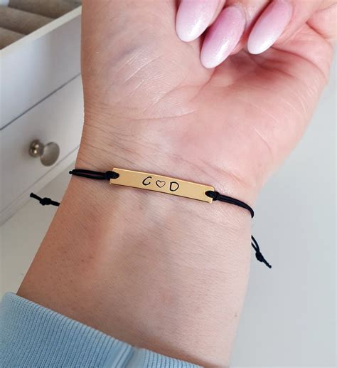 Engraved Bar Bracelet Gold Bar Bracelet Monogram Couples Bracelet