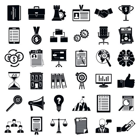 Corporate Governance Office Icons Set Simple Style 8791829 Vector Art At Vecteezy