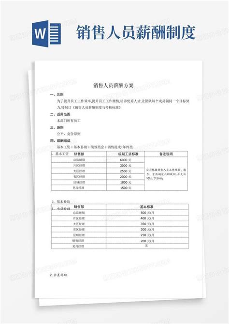 销售人员薪酬制度word模板下载编号qbknwdva熊猫办公