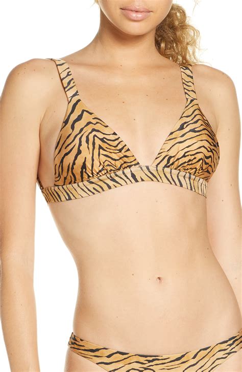 Women S Vix Swimwear Claire Tiger Print Triangle Bikini Top Size Small