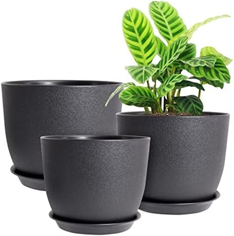 UOUZ Grands Pots De Fleurs Modernes En Plastique Avec Trous De Drainage