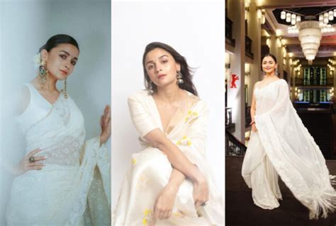 Alia Bhatt Looked Very Gorgeous In White Sarees