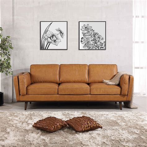 Ferre Leather Sofa Tan Leather Midinmod Houston Tx
