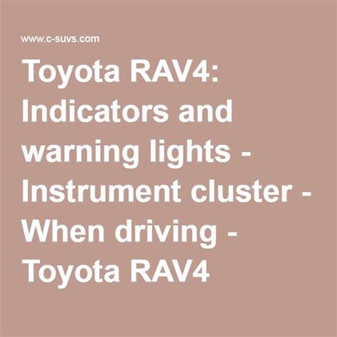 Toyota Rav All Warning Lights On