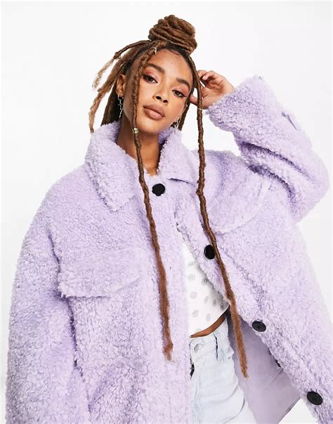 Asos Design Lila Skjortjacka I Bunden Teddy Asos Asos Designs Teddy Jacket Outfit Fashion