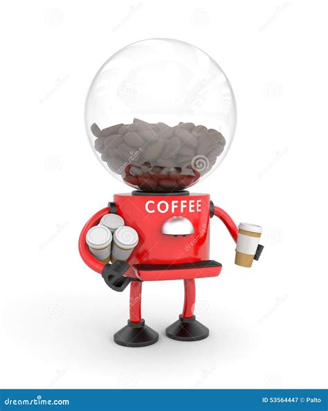 Robot coffee machine stock illustration. Illustration of bean - 53564447