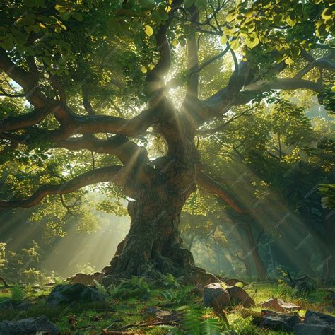 Premium Photo 1000 Year Old Oak Tree With The Sun Shining Through It