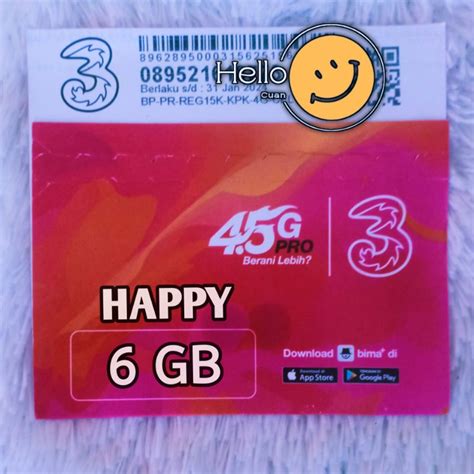 Jual Kartu Perdana Tri Happy Gb Bonus Tiktok Shopee Indonesia