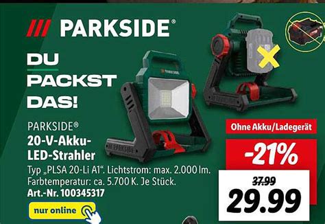 Parkside20 V Akku Led Strahler Angebot Bei Lidl 1Prospekte De