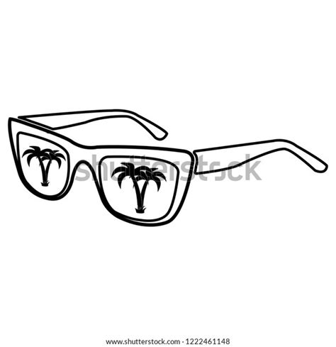 Sunglasses Tropical Island Reflection Vector Icon Stock Vector Royalty Free 1222461148