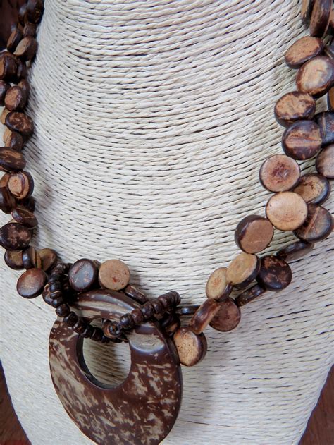 Coconut Shell Necklace Coconut Pendant Coconut Bead Etsy