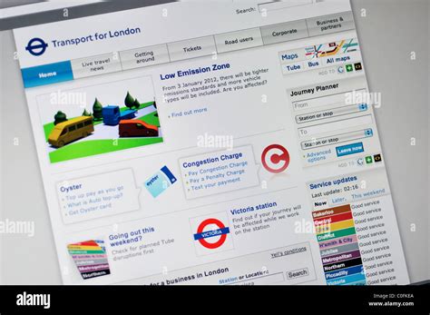 London Transportation Website Stock Photo Alamy