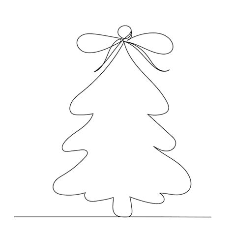 Premium Vector Christmas Tree Outline Drawing In One Continuous Line Isolated Vector