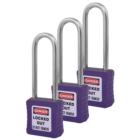 Safety Lockout Padlocks 3 Keyed Alike 75mm Violet - LOTOMASTER