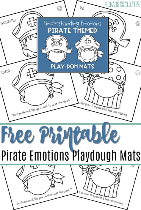 Printable Pirate Themed Emotions Playdough Mats