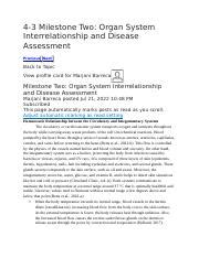 Material Docx Milestone Two Organ System Interrelationship And