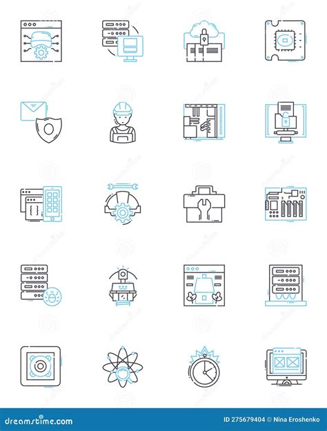 Cyber Security Linear Icons Set Encryption Firewall Malware