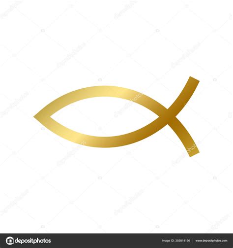 Ichthys Pez Símbolo Aislado Signo Oro Religioso Sagrado Cristiano