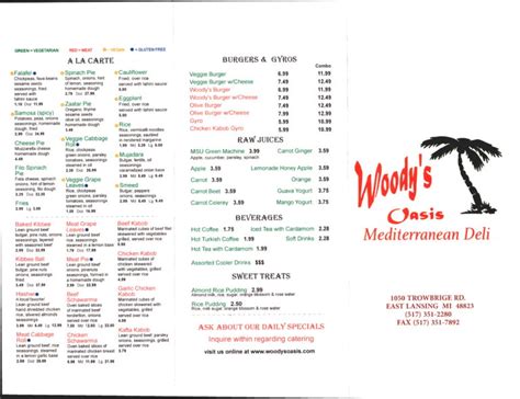 Woodys Oasis Menu Woodys Oasis Restaurant East Lansing Michigan Woodys Oasis