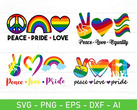 Peace Love Pride Svg Lgbtq Pride Svg Rainbow Pride Svg Eps Etsy