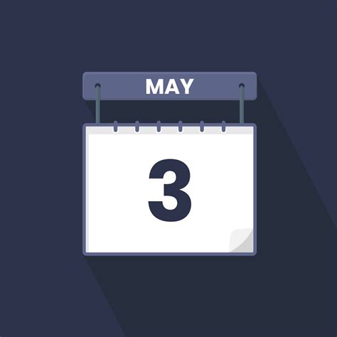 3rd May calendar icon. May 3 calendar Date Month icon vector ...