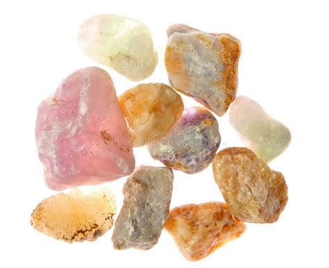 Set From Raw Minerals And Ores With Names Isolated Stock Image Image