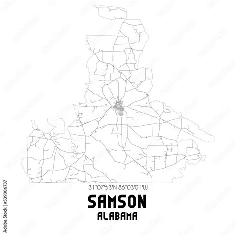 Samson Alabama. US street map with black and white lines. Stock ...