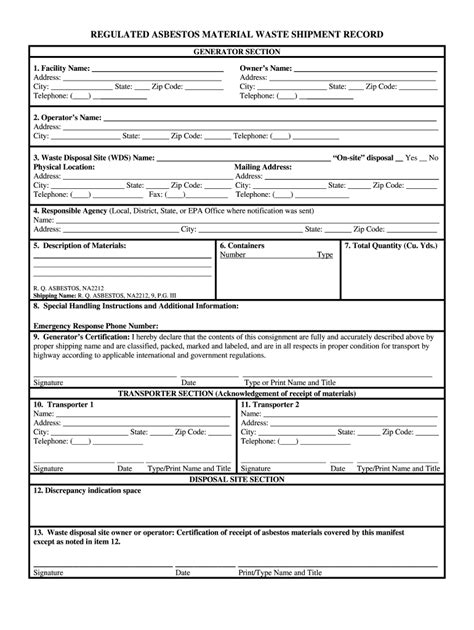 Asbestos Waste Shipment Record Complete With Ease Airslate Signnow