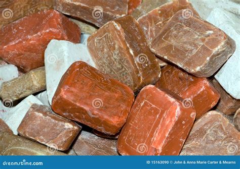 Bars Of Carbolic Soap Mixed With Other Coloured Soaps In A Box Stock