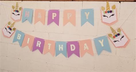 Unicorn banner, happy birthday banner | Unicorn birthday parties, Happy ...