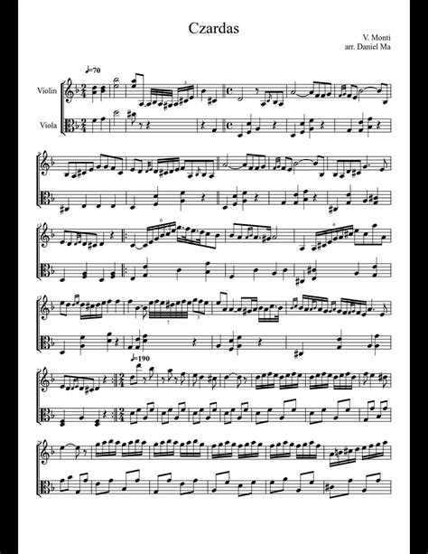 Czardas For Violin And Viola Sheet Music Download Free In Pdf Or Midi