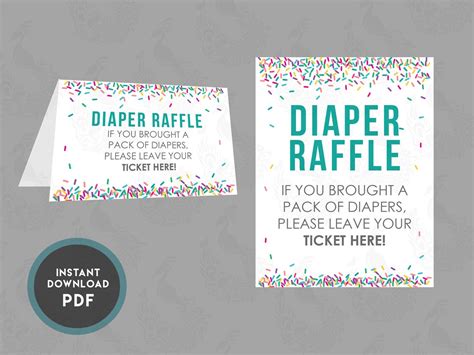 BABY SHOWER SPRINKLES Diaper Raffle Tickets Sign Printable Etsy