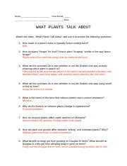 What Plants Talk About Key Docx Name Class Period Date WHAT