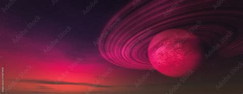 Sci Fi Colorful Cloudscape Sky Background With Alien Planet 3d