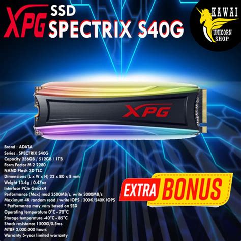 Jual ADATA SSD RGB XPG SPECTRIX S40G 512GB PCIE GEN3X4 GARANSI RESMI